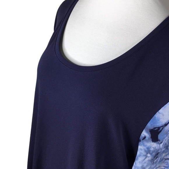 JM Collection Abstract Color block Roundneck Flare Sleeve Slit Tunic Top XXL - Picture 2 of 7